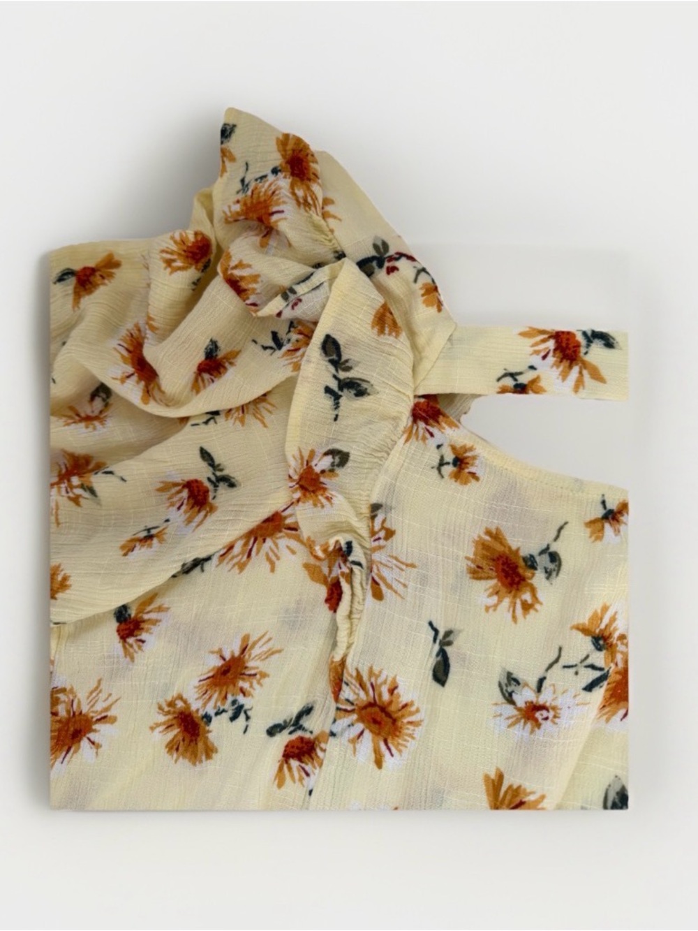 Sunflower Floral Ruffle Blouse Button Front Boho Cottagecore Yellow Plus Size 0X - Picture 6 of 12